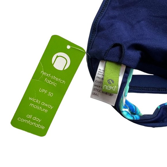 NEXT RSC Hi Neck Sports Bra Swim Top Size Large UPF 50 Strappy Tropical Print - Picture 4 of 7